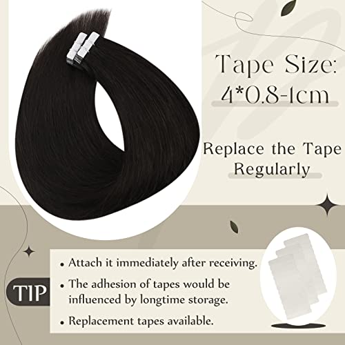 Full Shine 2packs Total 80g 1b Fita preta natural de 10 polegadas em extensões de cabelo Remy Human Hair +