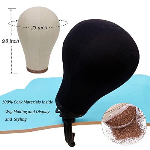 Superfe Canvas Wig Head Stand com cabeça de manequim para estilo de peruca fazendo kit de 23 polegadas Maniquins