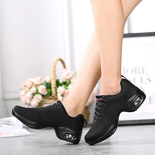 Sapatos de jazz femininos Mesh Split Sole Sneakers Sneakers Ladies Lace Up Ballroom Sapato de dança