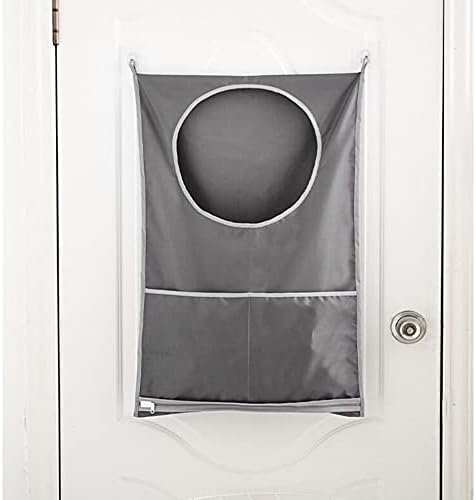 Cesta de cesto de lavanderia pendurada, sobre a porta pendurando cesta de sacos de armazenamento, cinza