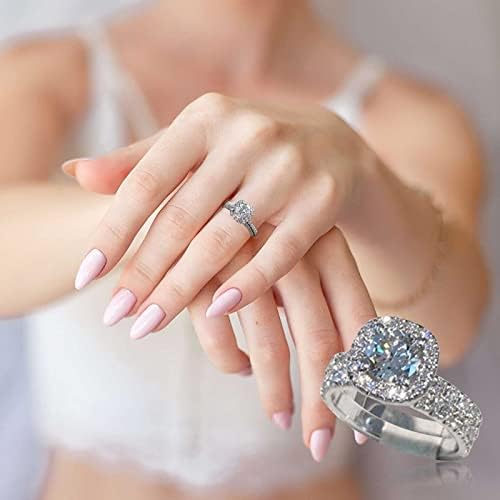Anéis de noiva definem o conjunto de anel de noivado cúbico de zircônia cúbica, promete anéis de casamento anel