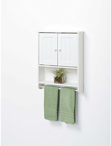Armário de banheiro majestoso de montagem na parede com barra de toalha em acabamento branco