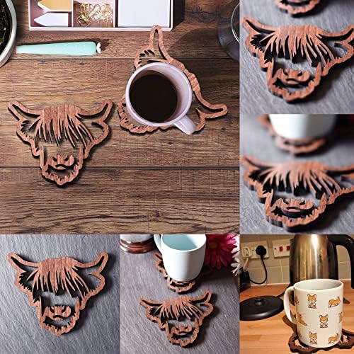 Coasters de vaca de madeira de madeira Taxas de mesa de mesa de mesa Mini coantário de paletes Diy Craft