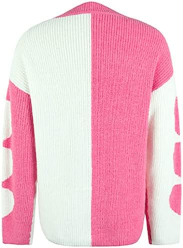 Suéter oplxuo para mulheres casuais de grandes dimensões de mangas compridas bloco de cor de cor