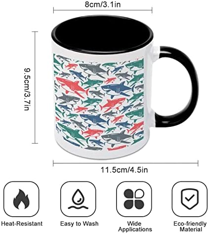 Caneca de tubarão colorido Creative Creative Black Inside Coffee Cup de Canecas Duráveis ​​Canecas Exclusivas