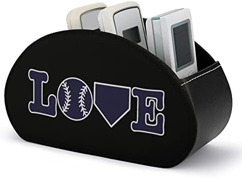 Baseball Love Control Remote Control Caixa de caneta PU couro remoto Caddy Decorative Decorative Storage
