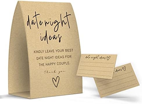 Data Night Idea Sign, Kraft, Date Night Idea Cartões, Jogos de Chuveiro de Noiva Minimalistas, Decorações