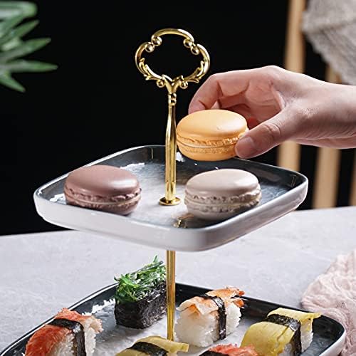 Bolo de cerâmica de Stand Lucbei Stand com alça de metal e mesa de sobremesa removível Tarde de chá de