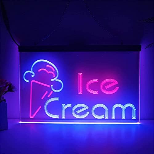 DVTEL Ice Cream LED SIGN NEON, Visor de loja Decoração Luzes noturnas Luzes de neon de acrílico, parede de janela pendurada na placa luminosa, 40x30cm Hotel Restaurant Bar Coffee Shop