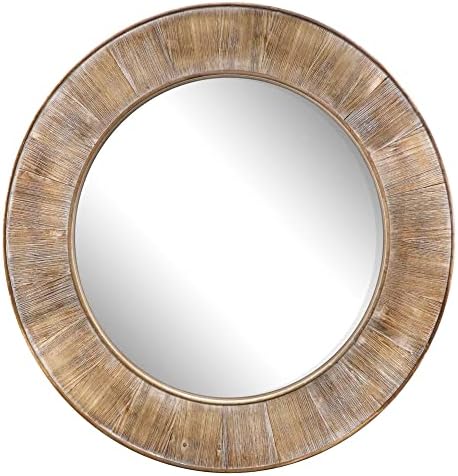 Designs de Barnyard 31,5 Espelhos de parede redondos espelhos de parede de madeira decorativa, espelho de parede