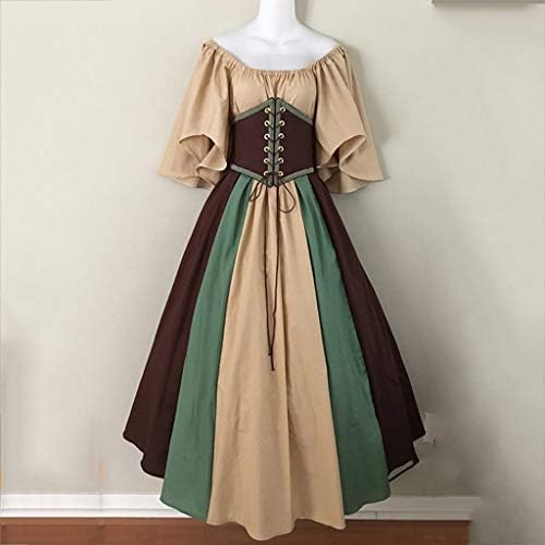 Trajes de Halloween femininos de Sriper, vestido de banheiro camponês Medieval Renaissance Vintage Vestres Vestidos Vestidos de Corsário da cintura