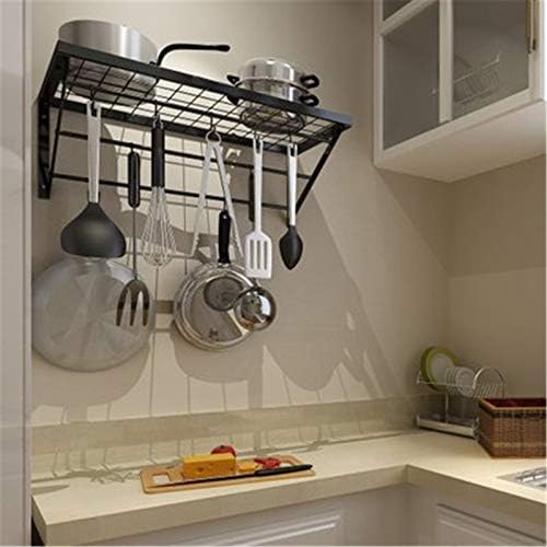 Pan rack preto cozinha de cozinha rack rack de suporte de parede de panela utensils de panela de panela
