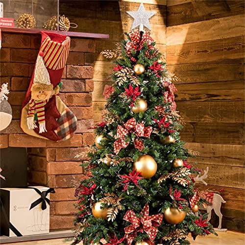 Decoração de árvore de Natal Riqingy Gold Star Gold/Silver Tree Topper Decoração de Natal Glitter