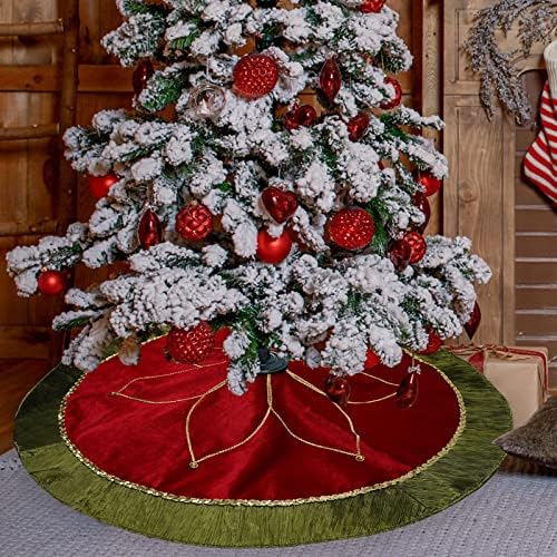 Saia de árvore verde vermelha grande saia de árvore de Natal vermelha e verde Saia de árvore de luxo
