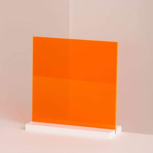 Folha de plexiglasse acrílico fluorescente de 1/8 laranja 12 x12 fundido 3 mm de espessura de tamanho