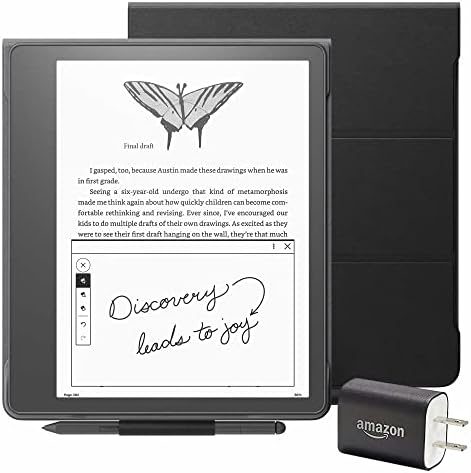 Pacote Essentials do Kindle Scribe, incluindo Kindle Scribe, Premium Pen, Cover Leather Folio