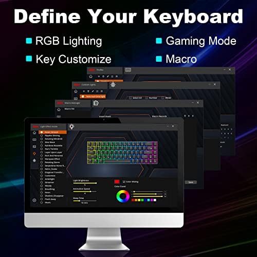RK Royal Kludge RK68 conectou 65% do teclado mecânico, RGB Layout Ultra Compact de 60% do layout 68 teclado