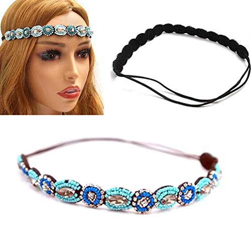 Moda Handmade Crystal Rhinestone Beads Farda de cabeça, Retro Style Hair Band Jewelry Acessórios