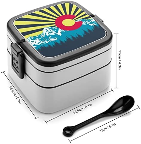 Bandeira do Colorado Bento Box de camada dupla em um recipiente de almoço empilhável com colher para viagens