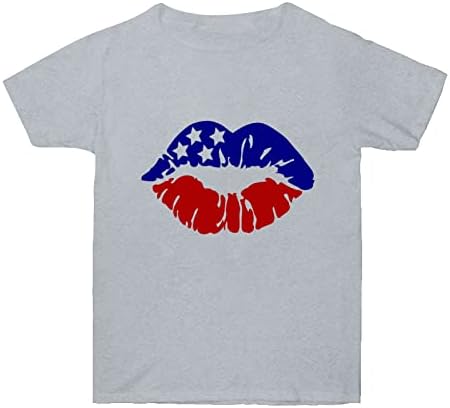 Turtleneck Juniors Independence Day Shirt Women Graphic Tamts For Women Top Crewneck Sleeve Lip Print