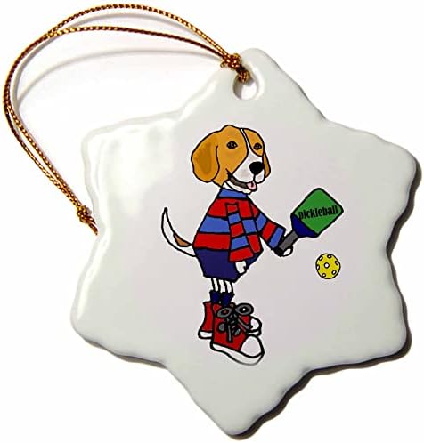 3drose engraçado fofo beagle hound cão jogando desenho esportivo de pickleball - ornamentos
