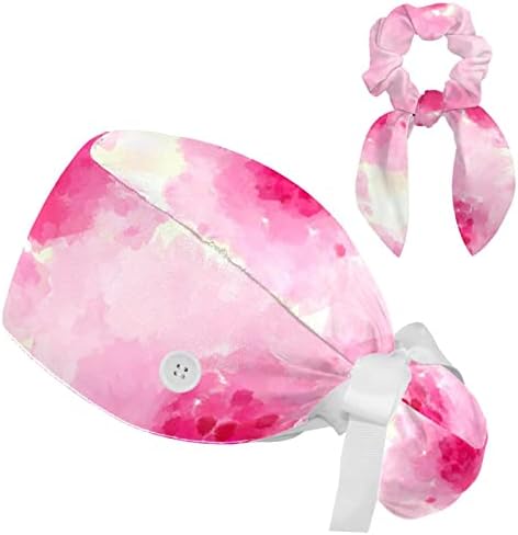 Licro de esfoliação de flor de cor de água rosa, chapéu de amarração ajustável, tampa de cabeça de trabalho
