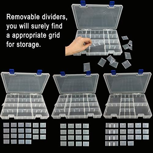 Caixa de compartimento de plástico de qualsen com divisores ajustáveis ​​Artesanato Organizador Recipientes de armazenamento Caixa 34Grid 1pc