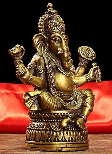 Brass Ganapati Ganesh Lord Ganesha Elefante Buda estátua