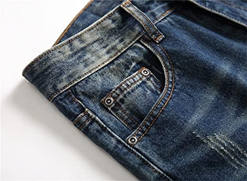 DGHM-JLMY Hole Trend Jeans Slim calça reta Jeans esticados rasgaram calças de jeans retas de jeans