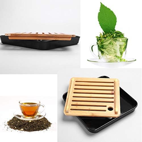 Bandeja de porção de chá doiTool, 1pc bandeja de chá de chá doméstico bandeja de bambu estilo japonês bandeja