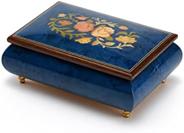 Notável tema floral azul escuro Wood Inclay Jewelry Box - March of the Wooden Soldiers