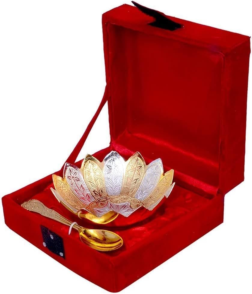 Bigela de ouro e prata nobre com colher de retorno de casamento itens de presente de casa Diwali presentes