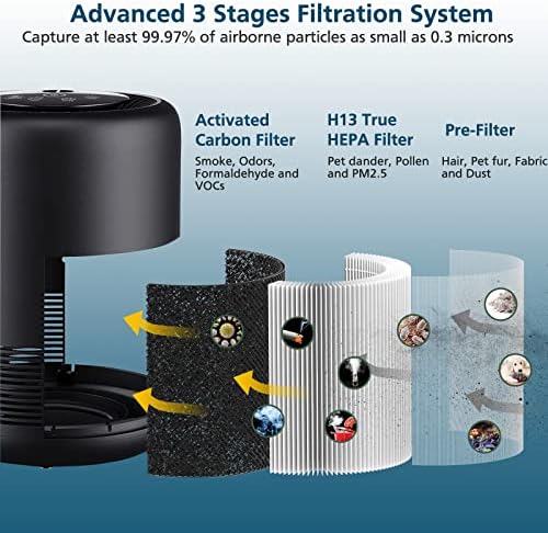 BS-01 True H13 Filtro de substituição H13 Compatível com purificador de ar BS-01 Slevoo BS-01, filtro