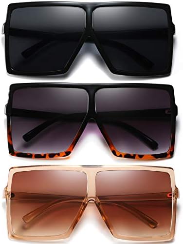 Óculos de sol Hilbalm （3 pacotes） para homens homens Retro aviador quadrado óculos clássicos de liga clássica