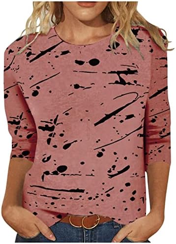 Lady Fall Summer Shirt 3/4 Sleeve Clothing Fashion Cotton Crewneck Graphic Blouse Blouse Blouse camiseta para