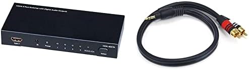 MONOPRICE Blackbird 4x1 HDMI 1.4 Switch - HDCP 1.4, com Toslink, Coaxial Digital e Extrator de Áudio Analog, 1080p 60Hz, Cabo DAC e Audio - 1,5 pés - preto | Macho estéreo premium para 2rca masculino 22AWG