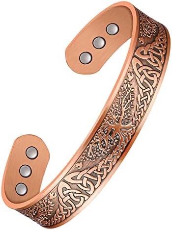 Pulseiras magnéticas de cobre Feraco para homens, mulheres, pulseira magentica de cobre sólida com padrão