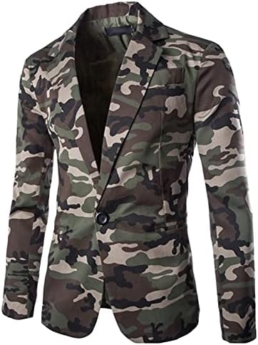 Camuflagem casual ao ar livre de masculino Small Blazer um botão Slim Fit Ached Lapeel Sport Jacket