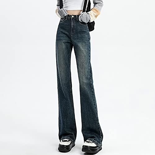 Calça de flores silvestres para mulheres jeans largura perna larga jeans feminina slim simples,
