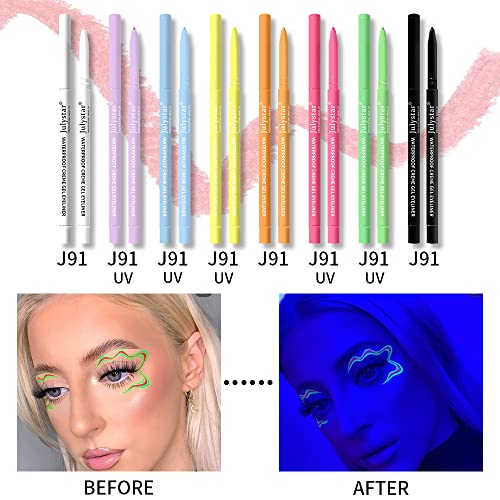 Interookie colorido Eyeliner Fluorescente Gel Pen à prova d'água, à prova de óleo, não maquiagem de delineador