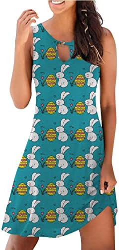 Vestido de estampa de ovo de páscoa para mulheres sexy buraco mangas de fechadura sexy 2023 verão mini