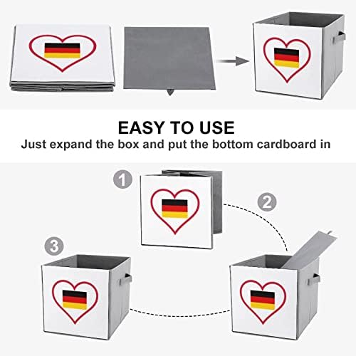 Eu amo cubos de armazenamento de coração vermelho da Alemanha com alças bancos de tecido dobráveis ​​Organizando