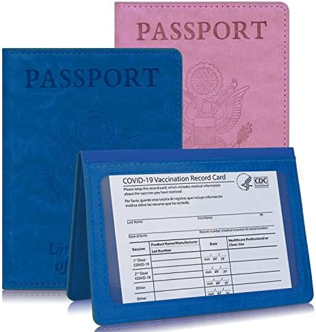 2 Pack Passport e Vaccine Card Titular Combo - Suporte de passaporte com o protetor de passaporte à prova d'água