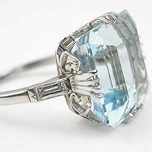 925 Silver Women Jewelry Aquamarine Gemstone Wedding Wedding Tamanho do anel de noiva 6-10