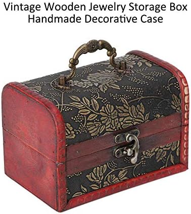 Caixa de jóias de madeira, caixa decorativa de armazenamento de jóias vintage para manter o armazenamento