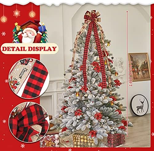 MTSCE Christmas Tree Topper, 57x 13 polegadas de decoração de Natal da xadrez de búfalo de búfalo, caça de