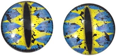 Olhos de dragão de 20 mm em cabolões cobertos de vidro azul e amarelo para esculturas de taxidermia de boneca