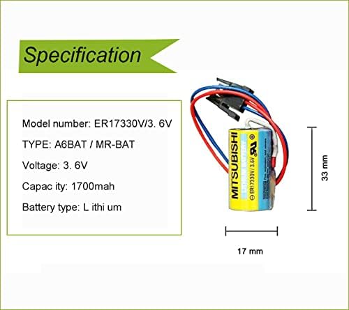 1700mAh A6BAT ER17330V 3.6V Bateria de lítio, MR-BAT ER17330V/3.6V Bateria para Sistema CNC FANUC CNC