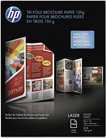 HP Q6612A TRI-FOLD FOLTE LASER BROCHURO PAPEL, 97 BRILHO, 40 LB, 8-1 /2 X 11, BRANCO, 150 /PACK