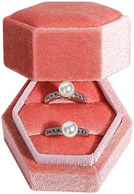 Giligege Lindo caixa de anel de anel de jóias antigas Caixa de anel de veludo de veludo Caixa de